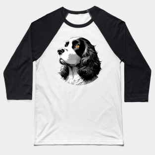 Stunning and Cool English Cocker Spaniel Monochrome and Gold Portrait for Father's Day Baseball T-Shirt